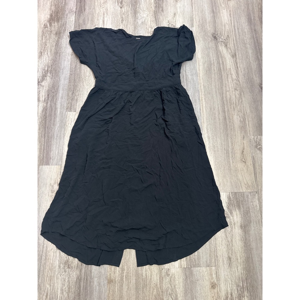 The Normal Brand Deep V Button Through Dress Womens XL Black Viscose Pockets - Picture 4 of 7
